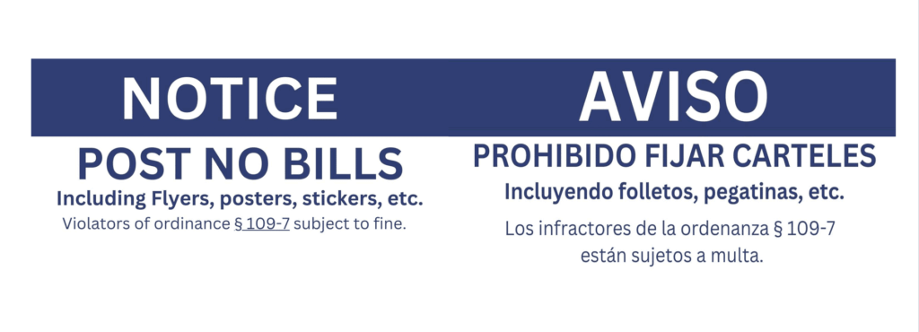 Únete a nosotros para mantener limpio el centro de Hackensack respetando las normas de publicación de nuestra ciudad. Más información